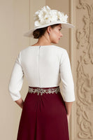 Laden Sie das Bild in den Galerie-Viewer, Grape 3/4 Ärmel Bateau Ausschnitt A Linie Midi Hochzeitskleid für Gäste