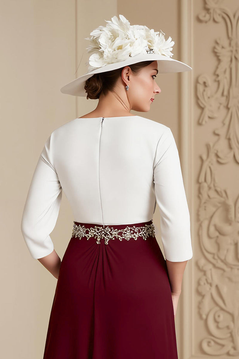 Laden Sie das Bild in den Galerie-Viewer, Grape 3/4 Ärmel Bateau Ausschnitt A Linie Midi Hochzeitskleid für Gäste