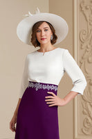 Laden Sie das Bild in den Galerie-Viewer, Grape 3/4 Ärmel Bateau Ausschnitt A Linie Midi Hochzeitskleid für Gäste