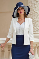 Laden Sie das Bild in den Galerie-Viewer, Marineblaues Etui 2-teiliges Hochzeitskleid aus Stretch-Satin