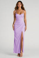 Laden Sie das Bild in den Galerie-Viewer, Hellblaues Langes Etui Brautjungfernkleid mit Spaghettiträgern