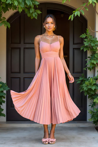 Sunset A-Linie Chiffon Plissee Brautjungfernkleid mit Falten