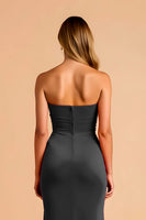 Laden Sie das Bild in den Galerie-Viewer, Schwarzes Meerjungfrauen Herzausschnitt Maxi Brautjungfernkleid