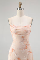 Laden Sie das Bild in den Galerie-Viewer, Champagner A Linie Wasserfallausschnitt Blumen Burnout Langes Brautjungfernkleid