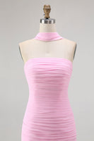 Laden Sie das Bild in den Galerie-Viewer, Blush Trägerloses Gerafftes Langes Brautjungfernkleid mit Schlitz