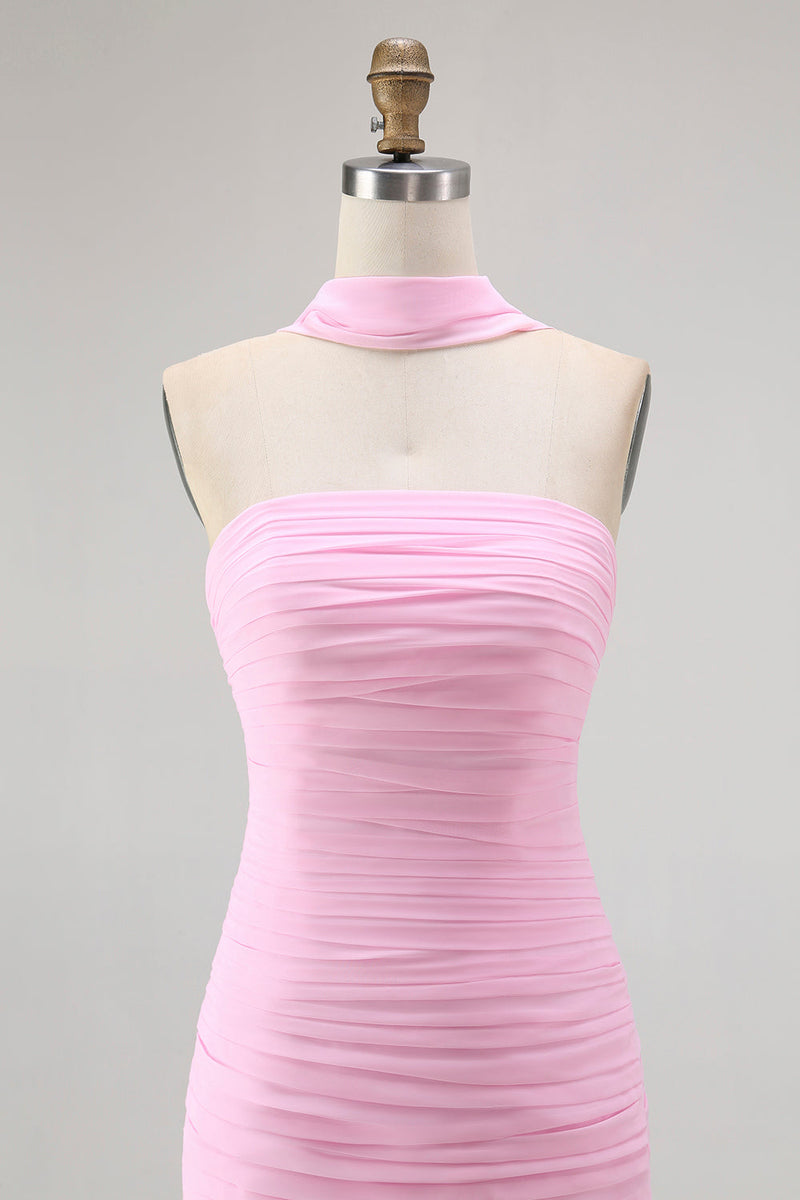 Laden Sie das Bild in den Galerie-Viewer, Blush Trägerloses Gerafftes Langes Brautjungfernkleid mit Schlitz