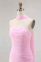 Laden Sie das Bild in den Galerie-Viewer, Blush Trägerloses Gerafftes Langes Brautjungfernkleid mit Schlitz