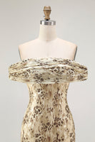 Laden Sie das Bild in den Galerie-Viewer, Champagner Blume Etui Schulterfreies Hochzeitsgastkleid