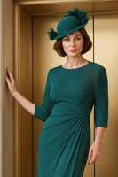 Laden Sie das Bild in den Galerie-Viewer, Kiefer Chiffon Etui Gerafft Langes Brautmutterkleid mit Schlitz