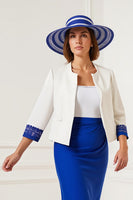 Laden Sie das Bild in den Galerie-Viewer, Königsblaues 2-teiliges Brautmutterkleid mit Spitzenapplikationen