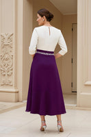 Laden Sie das Bild in den Galerie-Viewer, Schwarz-weißes A-Linie Kleid für die Brautmutter mit Perlenstickerei