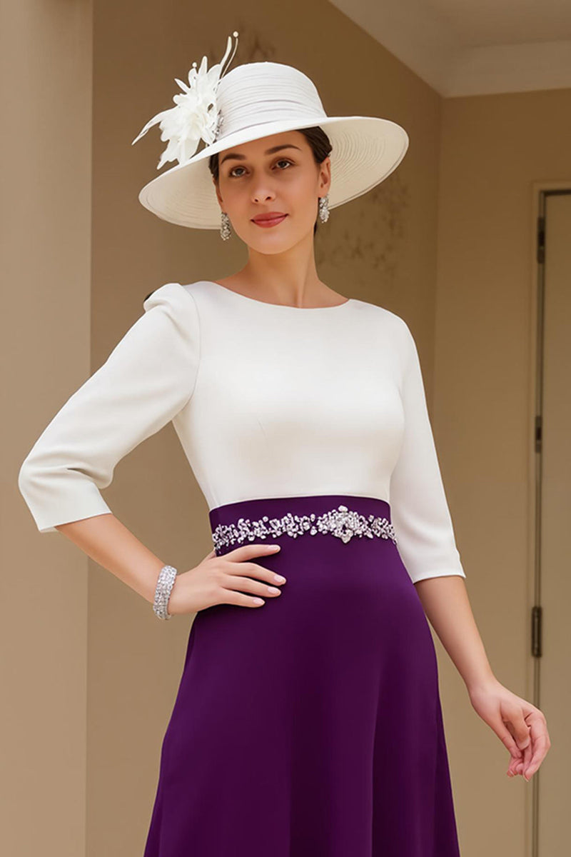 Laden Sie das Bild in den Galerie-Viewer, Schwarz-weißes A-Linie Kleid für die Brautmutter mit Perlenstickerei