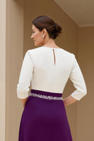 Laden Sie das Bild in den Galerie-Viewer, Schwarz-weißes A-Linie Kleid für die Brautmutter mit Perlenstickerei