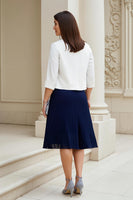 Laden Sie das Bild in den Galerie-Viewer, Marineblaues 2-teiliges Kleid für die Brautmutter in A-Linie mit V-Ausschnitt und Falten