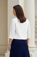 Laden Sie das Bild in den Galerie-Viewer, Marineblaues 2-teiliges Kleid für die Brautmutter in A-Linie mit V-Ausschnitt und Falten