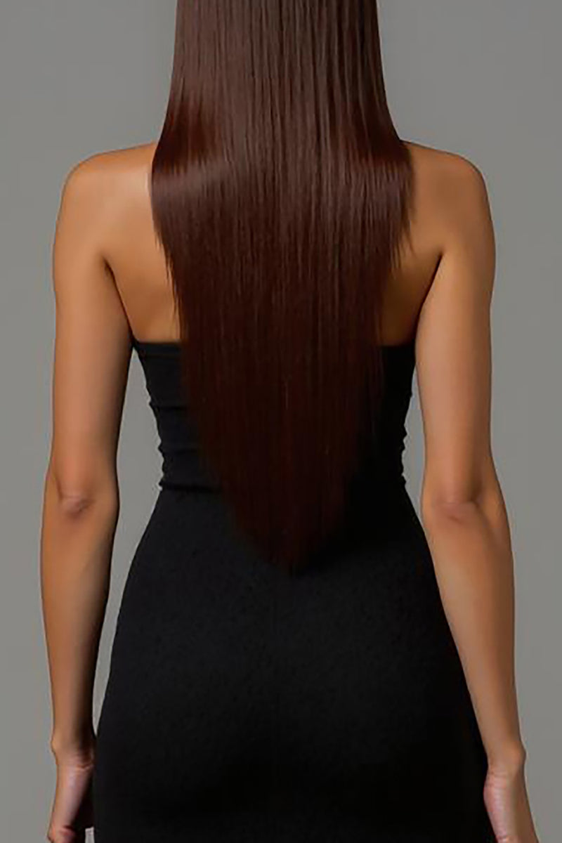 Laden Sie das Bild in den Galerie-Viewer, Schwarzes Etui Langes Ballkleid mit V-Ausschnitt und Spitze