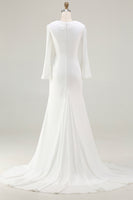 Laden Sie das Bild in den Galerie-Viewer, Elfenbein Meerjungfrauen Brautkleid mit Wasserfallausschnitt
