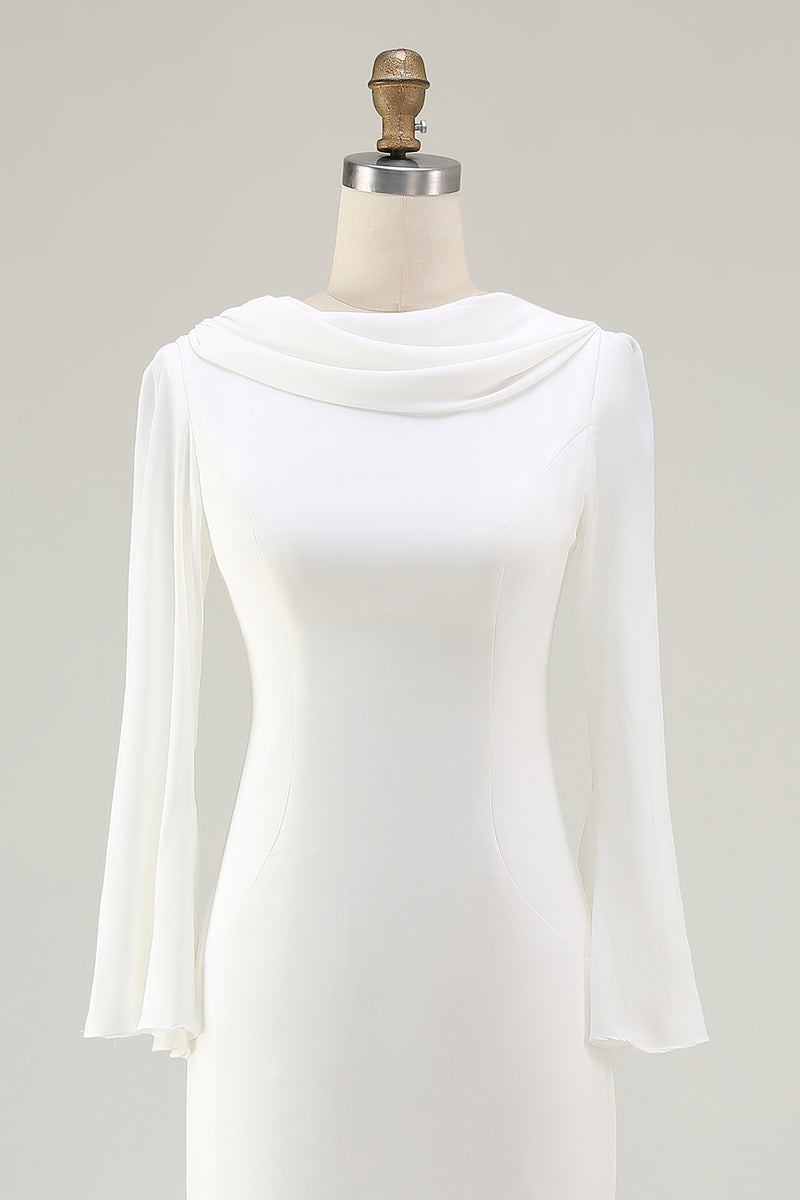 Laden Sie das Bild in den Galerie-Viewer, Elfenbein Meerjungfrauen Brautkleid mit Wasserfallausschnitt