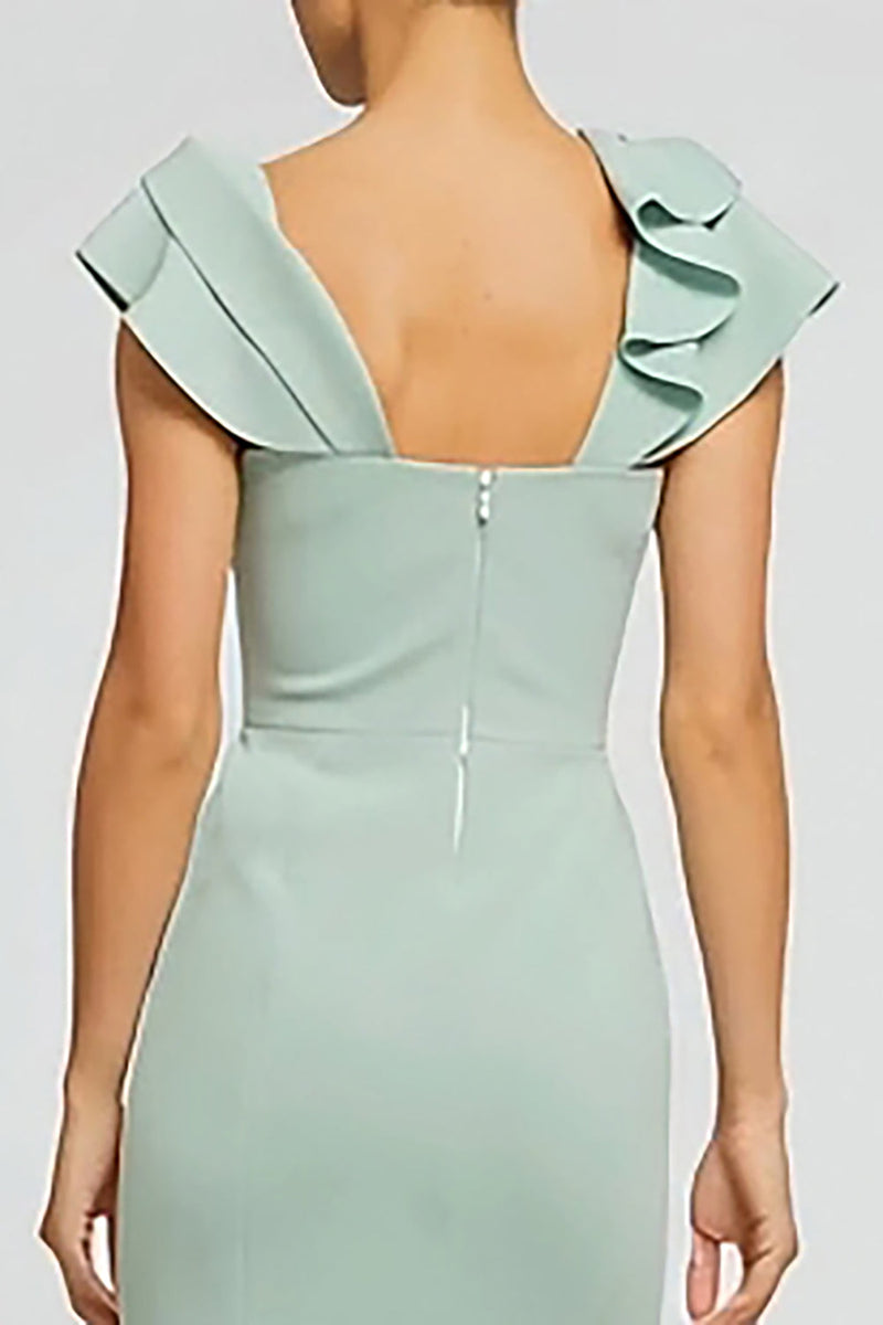 Laden Sie das Bild in den Galerie-Viewer, Mintgrünes Meerjungfrauen Ballkleid mit U-Boot-Ausschnitt und Rüschen