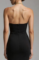 Laden Sie das Bild in den Galerie-Viewer, Schwarzes Meerjungfrau Herzausschnitt Sweep Train Maxi Ballkleid mit Rüschen