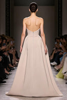 Laden Sie das Bild in den Galerie-Viewer, Champagner A Linie Spaghettiträger Langes Abendkleid mit Schlitz