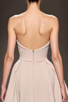 Laden Sie das Bild in den Galerie-Viewer, Champagner A Linie Spaghettiträger Langes Abendkleid mit Schlitz