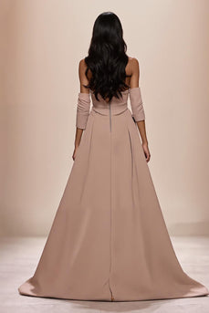 Champagner Herzausschnitt Applikationen Abendkleid mit Schlitz