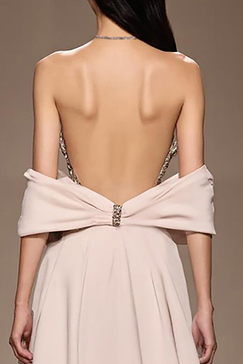 Laden Sie das Bild in den Galerie-Viewer, Elfenbein Satin A-Linie Kalte Schulter Langes Abendkleid mit Schlitz