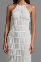 Laden Sie das Bild in den Galerie-Viewer, Neckholder Chiffon Etui Elfenbein Langes Standesamtkleid