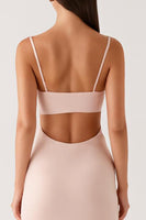 Laden Sie das Bild in den Galerie-Viewer, Aprikose Chiffon Spaghettiträger Etui Langes Abendkleid