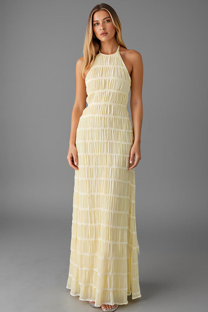 Laden Sie das Bild in den Galerie-Viewer, Narzisse Neckholder Etui Plissee Abendkleid aus Chiffon