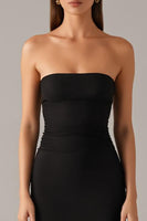 Laden Sie das Bild in den Galerie-Viewer, Elegantes Schwarzes Trägerloses Meerjungfrauen Ballkleid