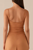 Laden Sie das Bild in den Galerie-Viewer, Twilight Etui Spaghettiträger Gerafftes Abendkleid