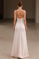 Laden Sie das Bild in den Galerie-Viewer, Elfenbein Spaghettiträger A Linie Standesamtkleid