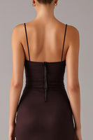 Laden Sie das Bild in den Galerie-Viewer, Braunes Meerjungfrau Spaghettiträger Ballkleid