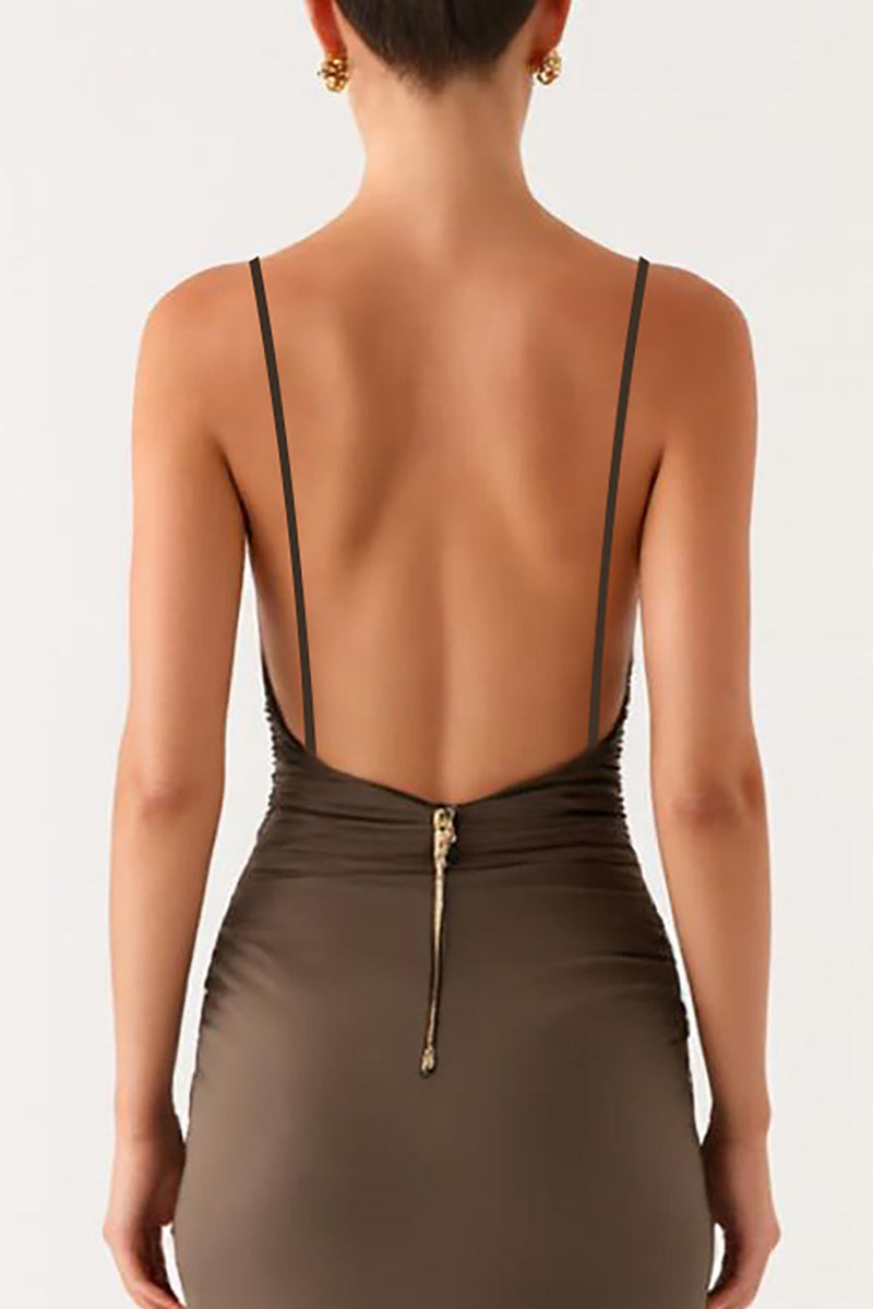 Laden Sie das Bild in den Galerie-Viewer, Meerjungfrau Grau Spaghettiträger Ballkleid