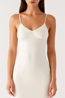 Laden Sie das Bild in den Galerie-Viewer, Etui Elfenbein Spaghettiträger Rückenfreies Standesamtkleid