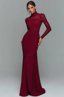 Laden Sie das Bild in den Galerie-Viewer, Elegantes Weißes Chiffon Standesamtkleid mit hohem Ausschnitt und langen Ärmeln