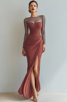 Laden Sie das Bild in den Galerie-Viewer, Cabernet Bateau Ausschnitt Meerjungfrau Ballkleid