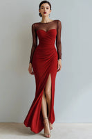 Laden Sie das Bild in den Galerie-Viewer, Cabernet Bateau Ausschnitt Meerjungfrau Ballkleid