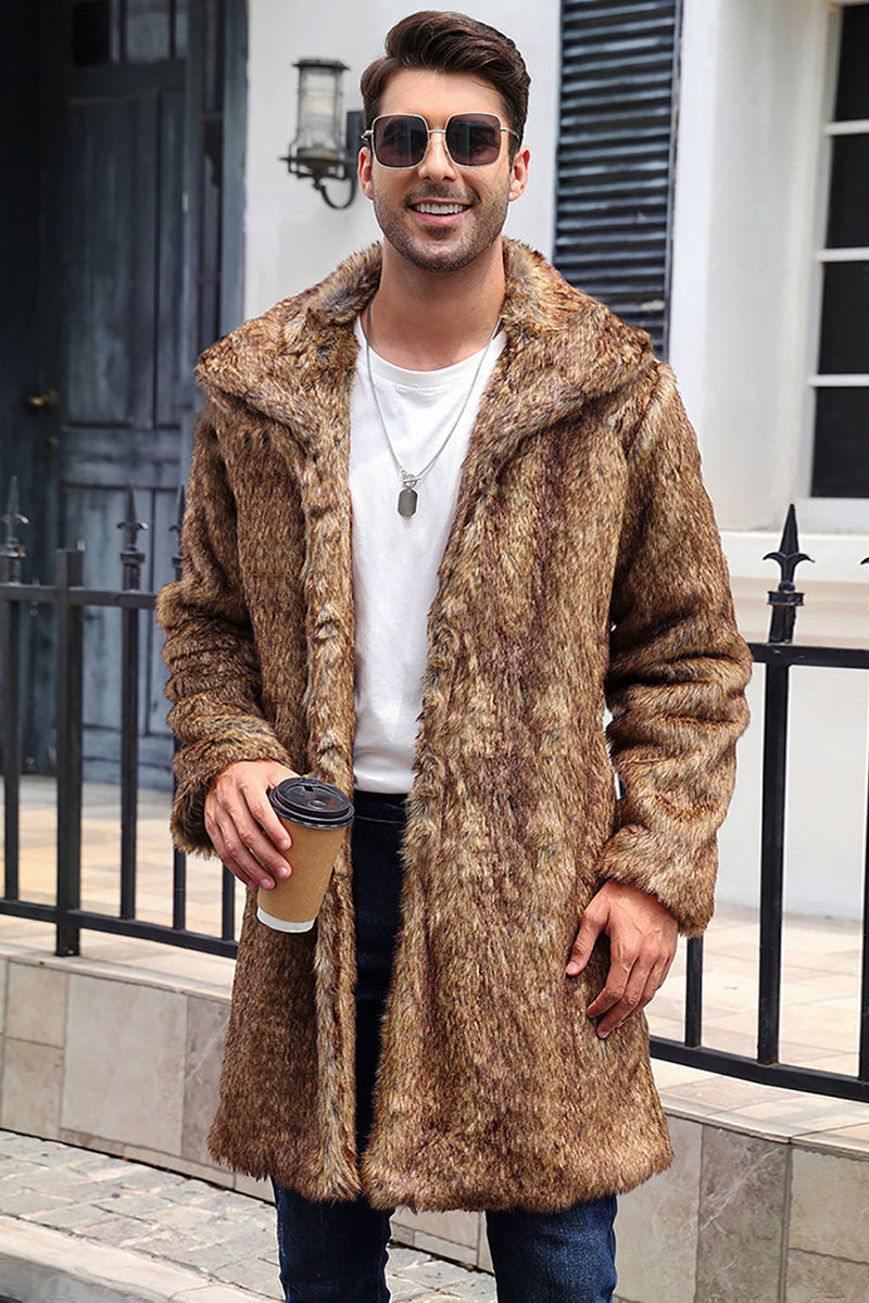 Laden Sie das Bild in den Galerie-Viewer, Weißgrauer Pelzmantel mit langer Vorderseite und offenem Polokragen