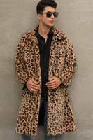 Laden Sie das Bild in den Galerie-Viewer, Weiße und schwarze Träger Langer Herren Wintermantel aus Kunstpelz