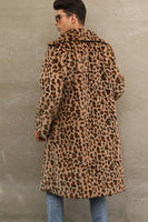 Laden Sie das Bild in den Galerie-Viewer, Weiße und schwarze Träger Langer Herren Wintermantel aus Kunstpelz