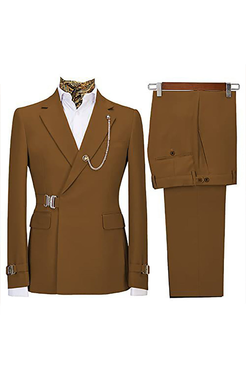 Laden Sie das Bild in den Galerie-Viewer, Marineblaue Gekerbtes Revers 2 Stück Slim Fit Anzüge