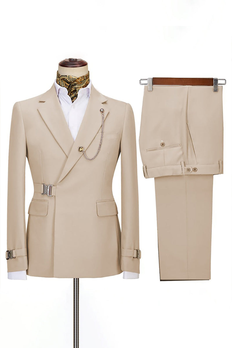 Laden Sie das Bild in den Galerie-Viewer, Marineblaue Gekerbtes Revers 2 Stück Slim Fit Anzüge