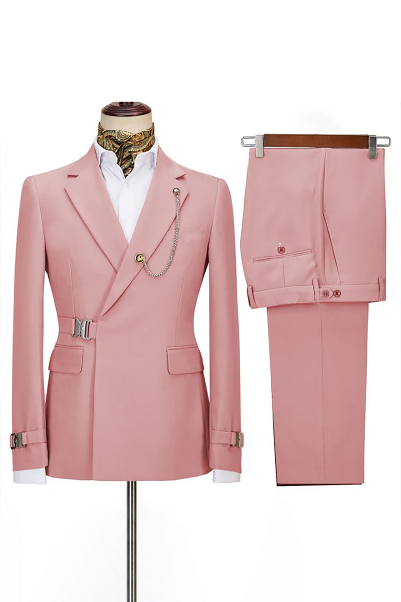 Laden Sie das Bild in den Galerie-Viewer, Marineblaue Gekerbtes Revers 2 Stück Slim Fit Anzüge