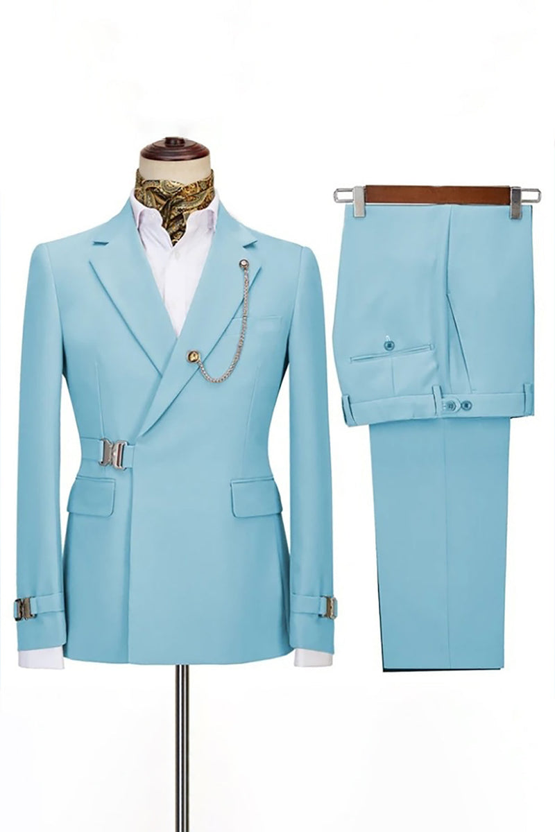 Laden Sie das Bild in den Galerie-Viewer, Marineblaue Gekerbtes Revers 2 Stück Slim Fit Anzüge