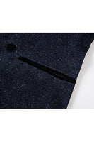 Laden Sie das Bild in den Galerie-Viewer, Glitzernder Marineblauer Pailletten Schal Revers 2 Stück Slim Fit Herren Ballanzüge