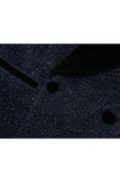 Laden Sie das Bild in den Galerie-Viewer, Glitzernder Marineblauer Pailletten Schal Revers 2 Stück Slim Fit Herren Ballanzüge