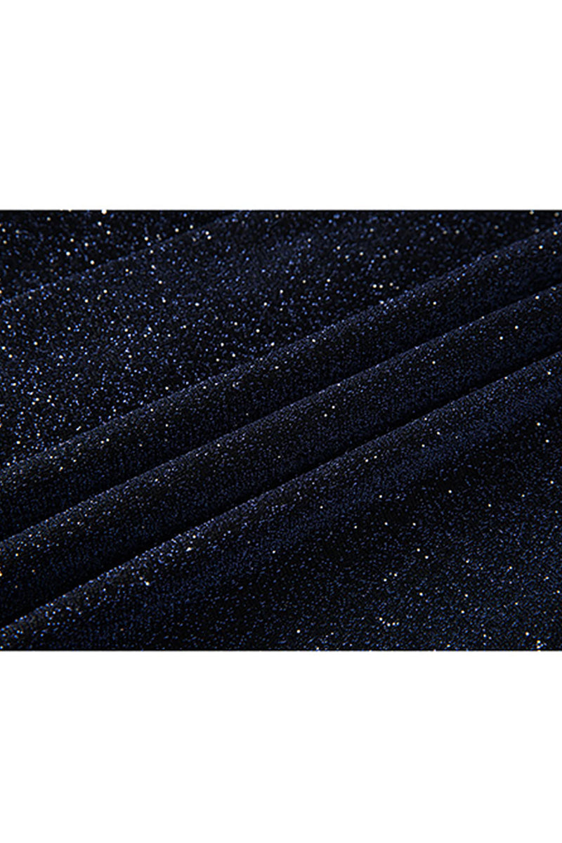 Laden Sie das Bild in den Galerie-Viewer, Glitzernder Marineblauer Pailletten Schal Revers 2 Stück Slim Fit Herren Ballanzüge